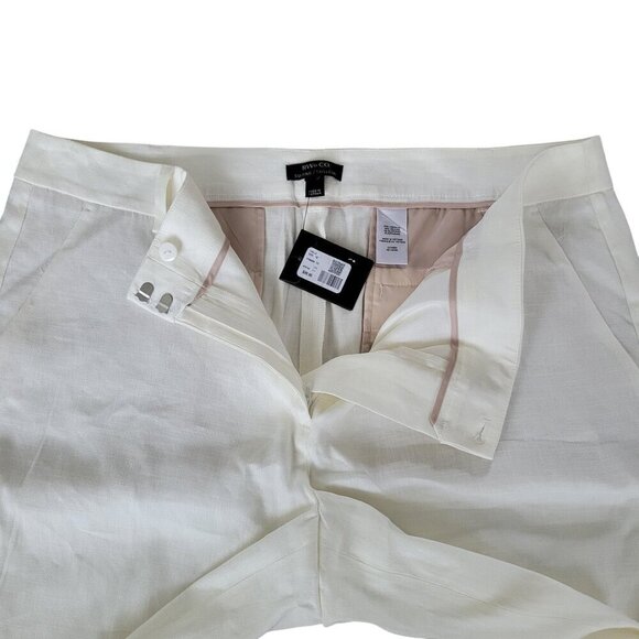 RW&CO Linen Blend Wide Leg Mid Rise Pants Off White Color Plus Size - Picture 8 of 13